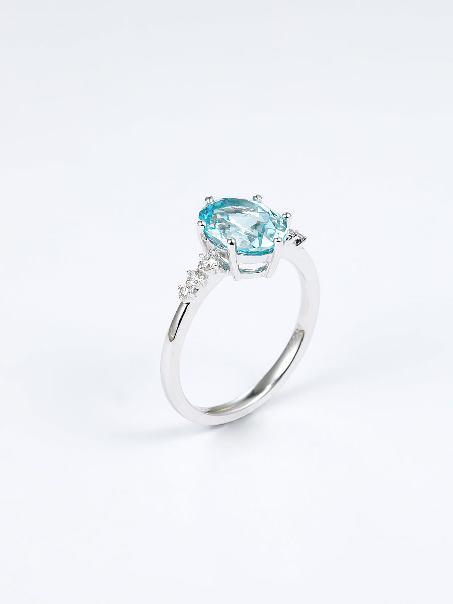 Pale Blue Oval Trilogy Ring