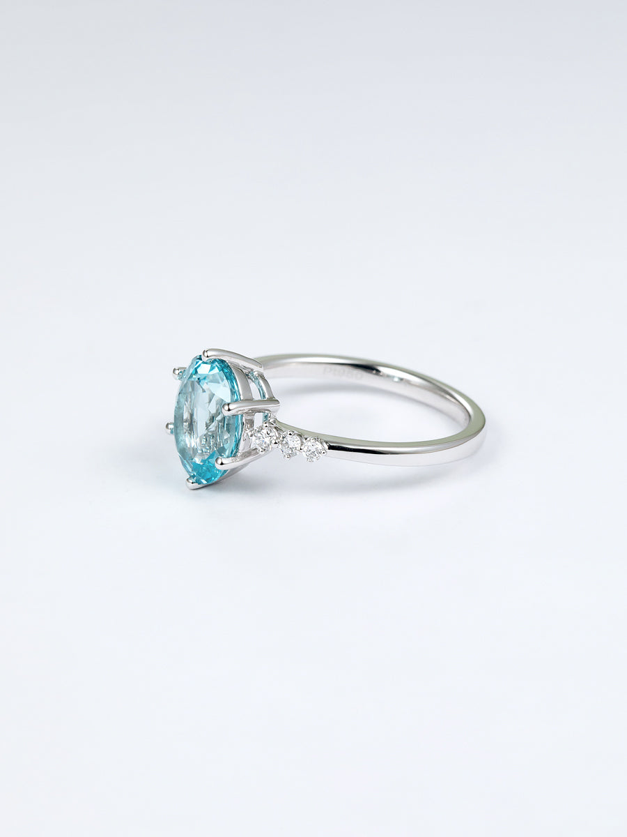 Pale Blue Oval Trilogy Ring